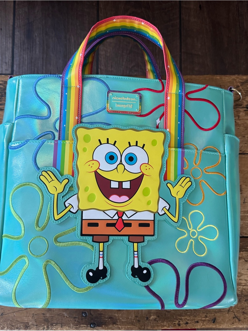 SpongeBob SquarePants Mint Tote Backpack by Loungefly - Picture 6 of 7
